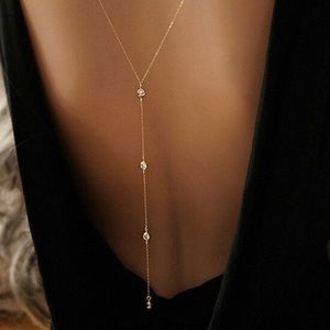 Long Gold Crystal Necklace | Elegant Back Chain | Open Back Dress Chain | Formal